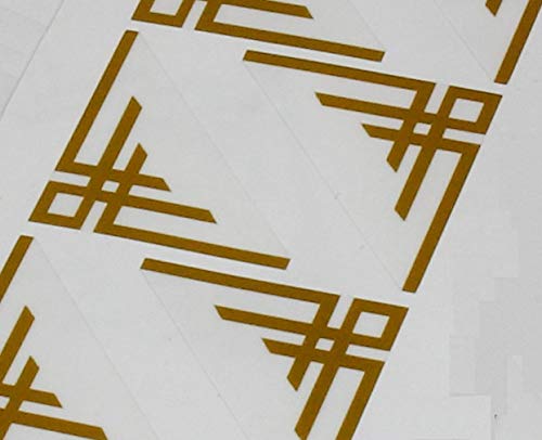 Advanced Printing Small Art Deco Style Geometric Design Corner Decoration 48 Sticker Decals Gold