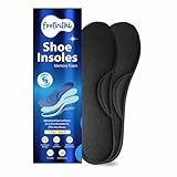 Footvital Memory Foam Shoe Insoles for Men and Women | Soft Cushioned Inserts for Long Standing and Walking | Supports Heel and Arch | Shock Absorbing | Moisture Absorbing | Lightweight Washable Insoles for All Shoes | 1 Pair | Black | Size 8