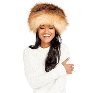 Fabulous-Furs Donna Salyers Red Fox Faux Fur Russian Style Hat, Red Fox, One Size
