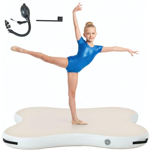 SWRORDAWN Inflatable Gymnastics Air Spot Mat for Tumbling, 4.9ft Tumbling Mat with Electric Pump, Inflatable Springboard for Cheerleading/Gymnastics/Yoga/Training, Air Spot for Home Gym Water
