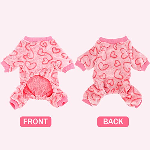 Dog Pajamas For Small Dog Girl Boy Fleece Puppy Pjs Jammies 4 Leg Dog Clothes For Chihuahua Yorkie Winter Warm Onesies Jumpsuit Clothing For Pet Dogs Male Female (X-Small Bust 9.84") #TOP3