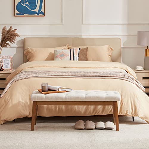 Huimo Button-Tufted Bench For End Of Bed, Entryway Bench With Upholstered Linen Fabric, Ottoman Bench For Living Room,Dining Bench For Kitchen(Beige) #TOP4