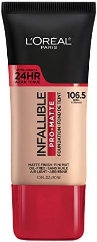 L'Oreal Paris Makeup Infallible Pro-Matte Liquid Longwear Foundation, Shell 106.5, 1 fl; oz.