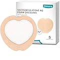Dimora Ag Silver Sacrum Foam Wound Dressing Bandages Silicone Adhesive Border 7"x7" Waterproof Sacral Pads Absorbent Breathable Bed Sore Pressure Dressing