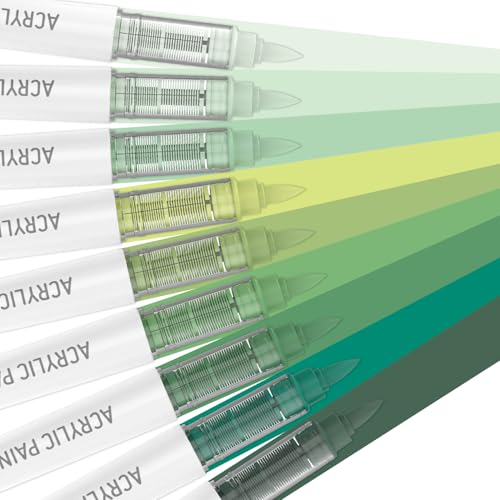 Tavendra Nature Greens 9 Colors Acrylic Paint Markers Set for Art Painting DIY Crafts Wood Glass Canvas & More