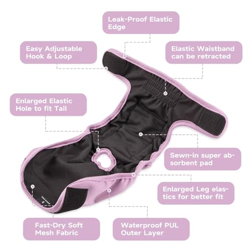 Paw Legend Fraldas laváveis reutilizáveis para cães fêmeas para aquecer fraldas para cachorros fêmea