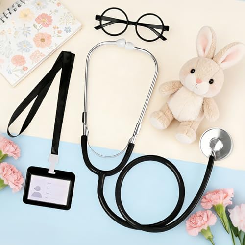 choyaxo Doctor Costume Accessories Set Including Stethoscope Lensless Glasses for Adults Halloween Black