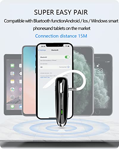Ybtoo Bluetooth Headset, V5.1 Ultralight Wireless Handsfree Earpiece Cell Phone With Noise Cancellation Microphone For Iphone Android Samsung Laptop Trucker Driver #TOP3