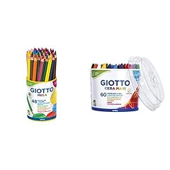 Giotto 518100 - Mega Maxi Pastelloni Colorati Barattolo 48 Pezzi & 519200 Barattolo Pastelli Formato Gigante per Pastelli a Cera, 11,5 mm, Confezione da 60