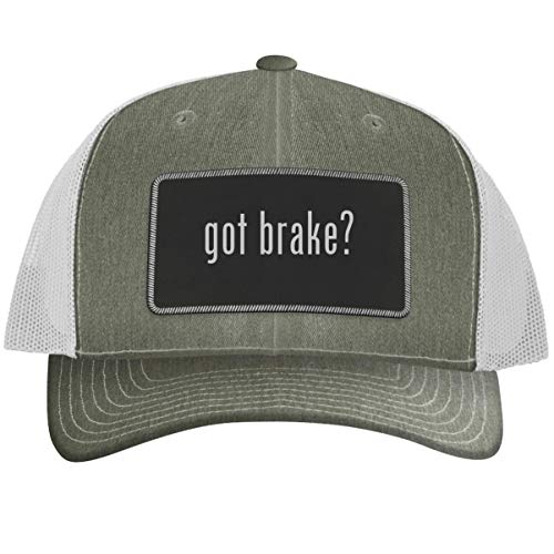 got Brake? - Leather Black Metallic Patch Engraved Trucker Hat, Heather-White, One Size