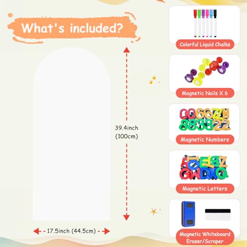 FUHSY Arch Magnetic Wall Decal 100x45cm White Magnetic Chalk Board Sticker Magnet Chalkboard for Wall Peel and Stick Self Adhesive Blackboard Multifunctional for Playroom Home - Image 3