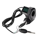 Gorise Elektrisches Fahrrad-Voltmeter, Daumengasschalter, digitale Spannungsanzeige am Lenker (mit Verriegelungsschlüssel) für 12–99 V E-Bikes, Roller und Dreiräder