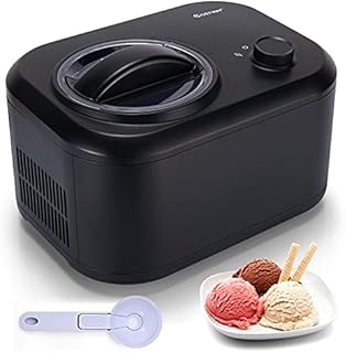COSTWAY Ice Cream Machine, Electric Gelato Maker with 3 Operation Modes, Built-in Compressor, Portable Homemade Frozen Dessert Maker (Black)