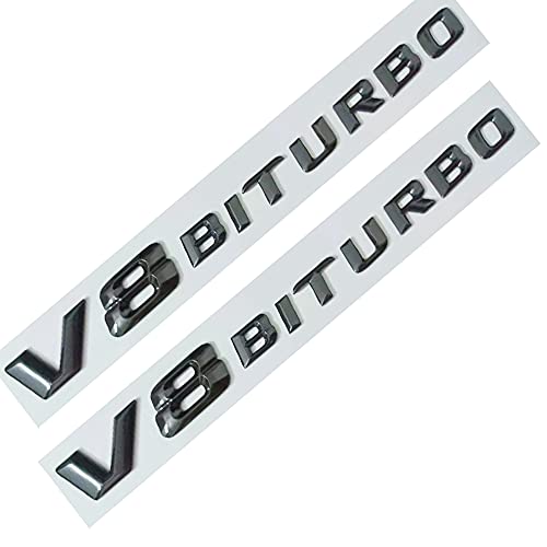 Image of Glossy Black for Benz V8 BITURBO Side Left & Right Adhesive Nameplate Logo Emblem Decoration Modified 2pcs