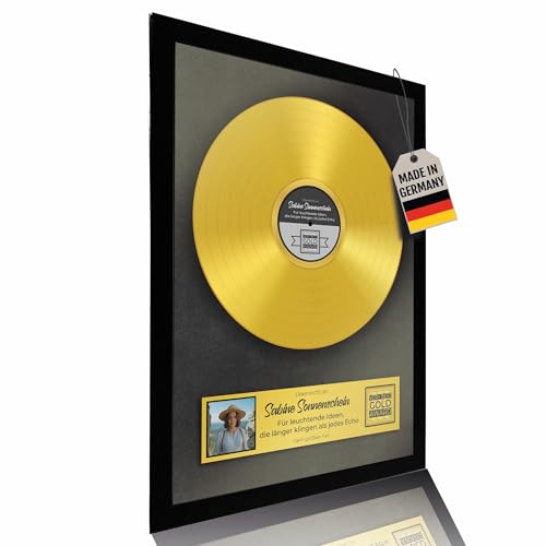 Lineo Personalisierte Schallplatte Goldene Musik-Platte Auszeichnung Urkunde 30x21 cm Geschenk Vinyl-Stil Poster individuelles Kunstwerk mit Namen & Datum Geschenkidee Musikfan