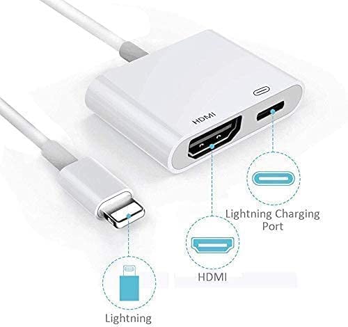 [Apple Mfi Certified] Iphone To Hdmi, Lightning To Av Adapter 1080P Hd Video Hdmi Sync Screen Connector Cable With Charging Port Compatible With Iphone/Ipad On Hdtv/Projector/Monitor #TOP2