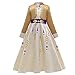 OBEEII Princesse Déguisement Reine des Neiges Fille Cosplay Costume Enfant Robe de Carnaval Soirée Halloween Fêtes Noël Anniversaire Cérémonie Jaune 9-10 Ans