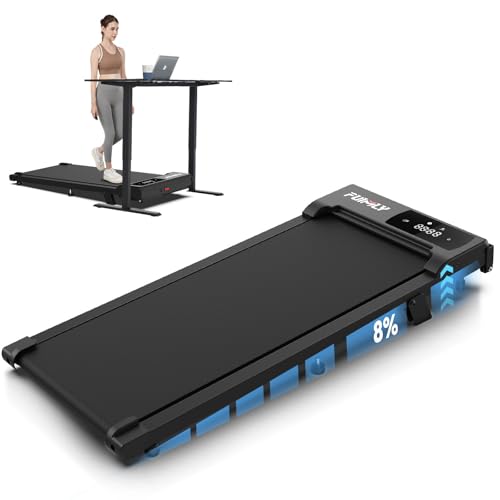 Image of Under Desk Walking Pad for Home Office - 2.5 HP Portable Treadmill With 300 lb Capacity, Compact Jogging Running Machine, Remote Control and LED Display