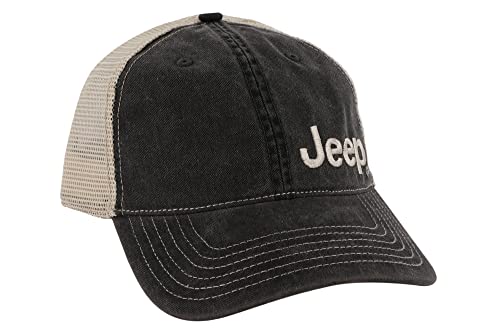 Jeep Garment Washed Trucker Hat - Black #TOP1