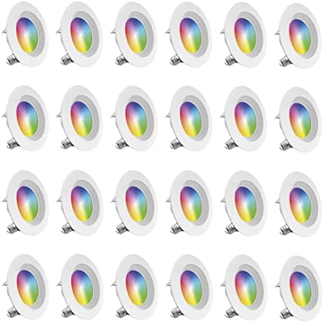 INFIBRITE 4 Inch Smart Recessed Light, Color Changing and Tunable White, WiFi Retrofit LED Downlight E26 Base, No Hub, Works with Alexa and Google, Dimmable, 810LM, CRI90, RGBCW, Wet Rated (24 Pack)