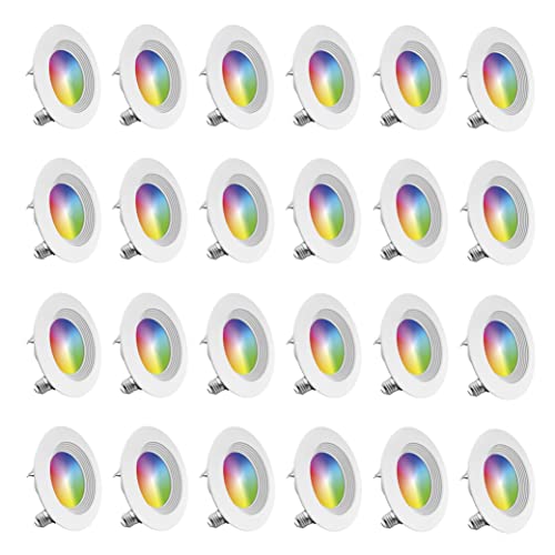Infibrite 4 Inch Smart Recessed Light, Color Changing And Tunable White, Wifi Retrofit Led Downlight E26 Base, No Hub, Works With Alexa And Google, Dimmable, 810Lm, Cri90, Rgbcw, Wet Rated (24 Pack) #TOP3