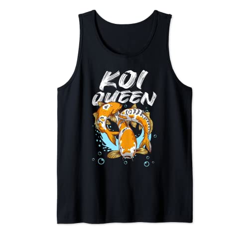 Divertido Koi Queen Regalo Nishikigoi Carp Fan Mujer Día de la Madre Camiseta sin Mangas