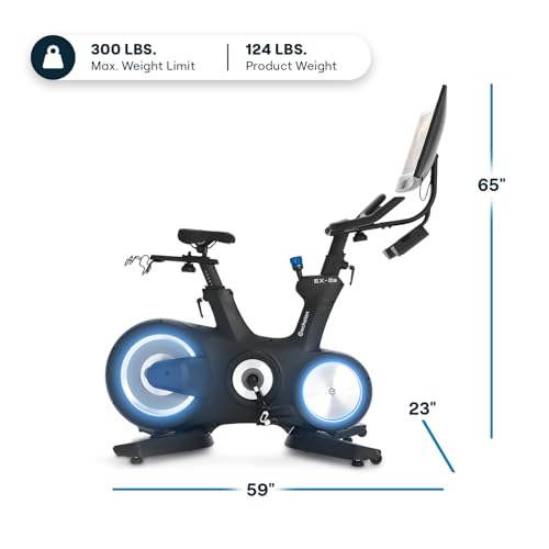 Image of Echelon Connect EX-8s Smart Exercise Bike with 24 Inch HD Touchscreen, LED Flywheel, Bluetooth, 32 Resistance Levels, SPD Pedals, USB Port, Dumbbell Holders & Free 30-Day Echelon Fit App Membership