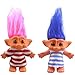 2packs Vintage Troll Dolls Set,Lucky Doll Chromatic Adorable for Collections, School Project, Arts and Crafts, Party Favors - 7.5