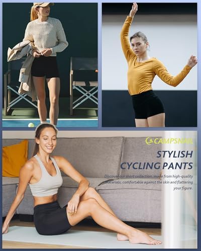 CAMPSNAIL Workout Biker Shorts Women - 3"/5"/8" High Waisted Tummy Control Spandex Booty Volleyball Shorts for Yoga Dance - 1