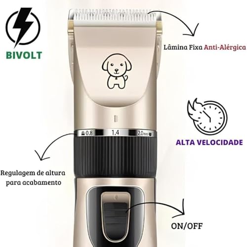 Máquina de Tosar Pet Profissional Kit Maquininha de Tosa Silenciosa Recarregável Para Cães Gatos com