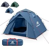 NORDMUT® Tenda Pop-Up 2-4 Persone – Montaggio Istantaneo, Impermeabile & Protezione UV – Tenda da Campeggio con Ottima Circolazione dell’Aria (Blu)