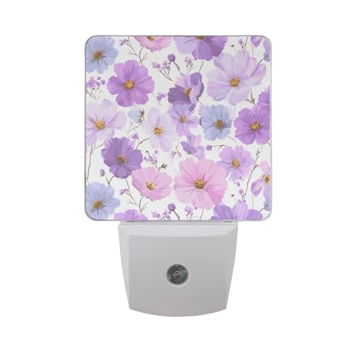 Luz nocturna decorativa con sensor de luz rosa y púrpura miniatura 7
