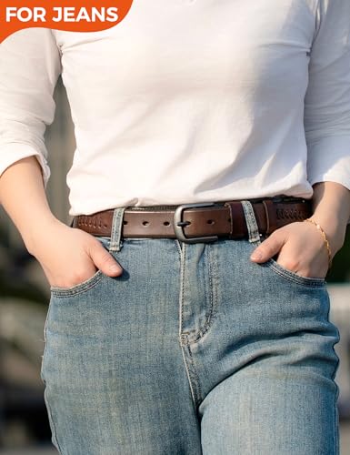 1.3“ Women's Casual Leather Belt with Metal Buckle2