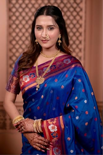 Image of SGF11 Women's Kanjivaram Pure Soft Silk Saree With Unstitched Blouse Piece