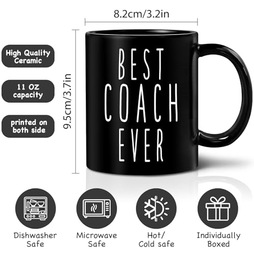 Taza negra Best Coach Ever cerámica 11 oz miniatura 3