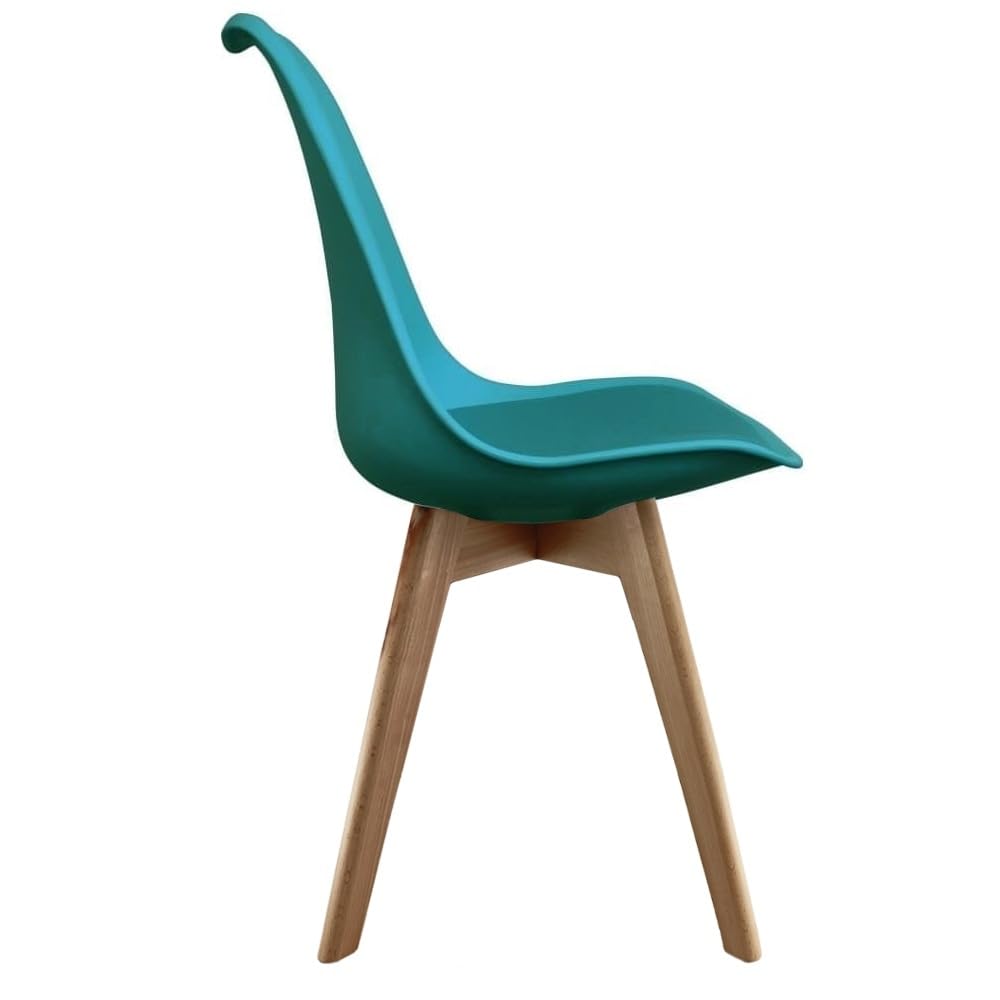 Soho Sedie da Pranzo in Plastica con Gambe Quadrate in Legno Chiara, Adatte per Sala da Pranzo, Soggiorno, Cucina, Camera da Letto, Verde Acqua
