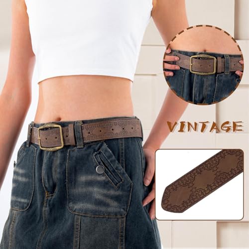 Western Belt for Jeans Vintage Brown Leather Belts Cowgirl Belts for Women4