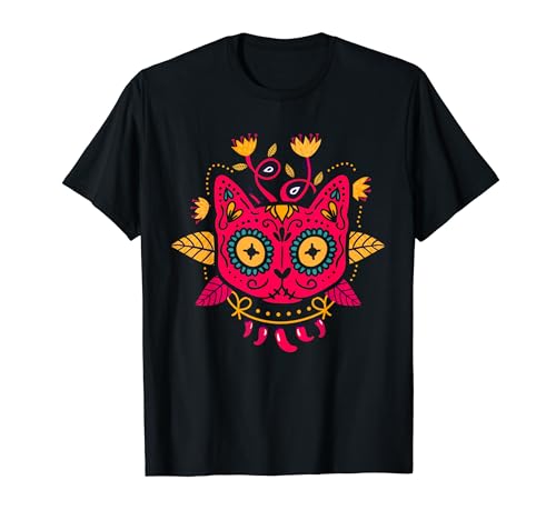 Dia de los Muertos o Días de los Muertos o Cráneo de Azúcar Gato Camiseta