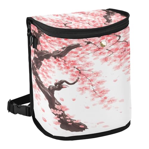 Image of senya Car Trash Can Car Garbage Can Car Waste Basket, Leak-Proof Car Trash Bin,Japanese Cherry Tree Blossom Car Trash Hanging Car Accessories Interior Car Organizer Bag