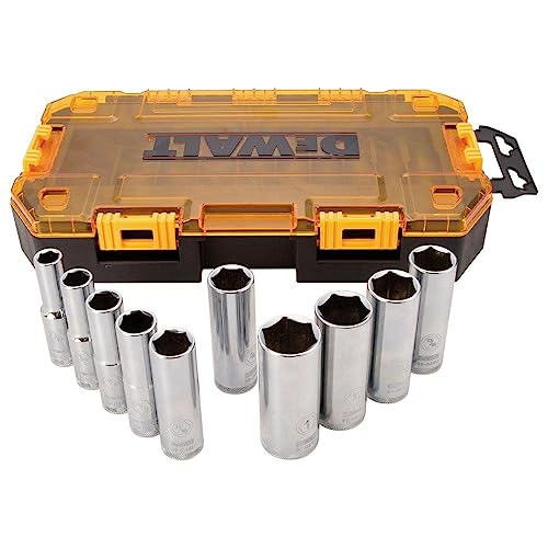 DEWALT Conjunto de soquete de acionamento, SAE, chave de 1/2 polegada, 10 peças (DWMT73814)