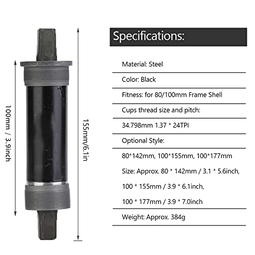 Vgeby1 Square Taper Bottom Bracket, Bike Bottom Bracket Square Hole Crank Axis Sealed Bearings Bike Parts(100155M) 100Mm Bottom Bracket #TOP3