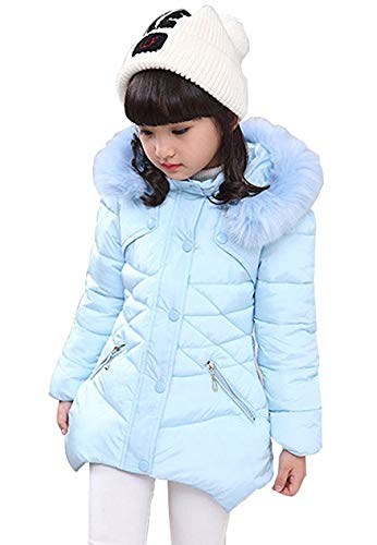 Child Kids Girls Winter Warm Jackets Coat Snowsuit Hooded Windbreaker Outwear with Soft Fur Hoodies for 3-12 Years Old(Blue, 3-4T/(Fit Height:41"-45")/Tag120)