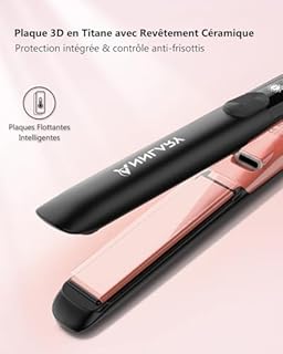 ANNLARY Lisseur Cheveux 2.5 cm, Lisseur & Boucleur 2 en 1 – Plaques Céramique Ionique Titane, Double Tension (110-240V) pour Cheveux Brillants et Anti-Frisottis Glätteisen Glätten