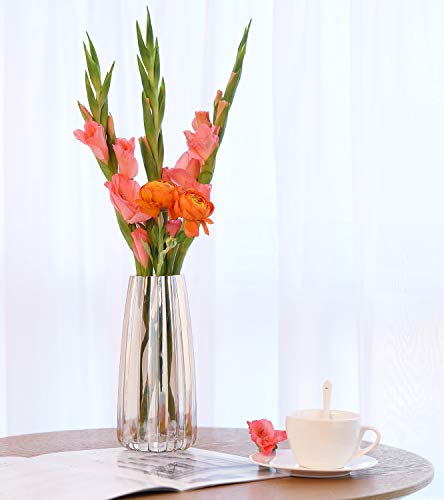 Luxspire Glass Vase, Ins Style Irised Crystal Clear Floral Flower Plant Decorative Container Vase for Home Office Desk Dinner Decoration, Ideal Gifts for Birthday Wedding Housewarming - Amber - Afbeelding 7