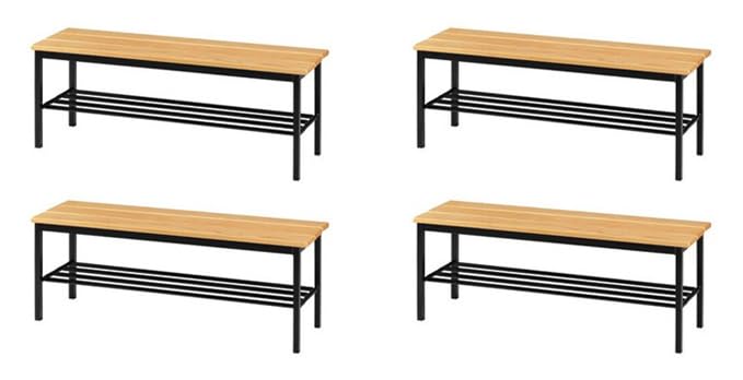 Pack 4 Bancos Vestuario 622 Pino - Montado (4, 1000x400x450mm)