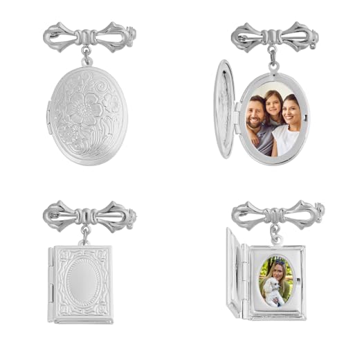 Image of CHGCRAFT Locket Brooch Bridal Bouquet Charm Flower Brooch Pin Brass Pins Set Memory Charm Coat Shirt Suit Collar Accessories for Backpack Clothing Badges