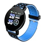 VPUPYILG Smartwatch IP67 - Reloj de pulsera impermeable con correa de silicona, unisex, color azul