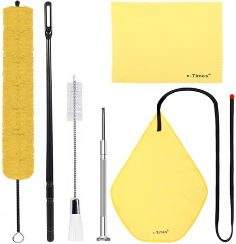Flute Cleaning Kit Flute Care Kit Including Swab Rod Brush Screwdriver Square Cotton Cloth & Integrated Gravity Rope Cloth Flute Cleaner Care Set 6 Pcs