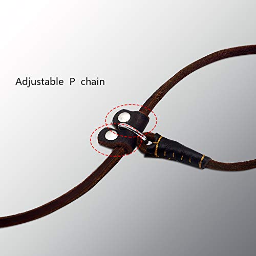 Wellbro Real Leather Slip Dog Leash, Super Thin And Adjustable Slip Lead, Soft And Slim, Suit For Puppies Small Dogs, 160Cm Long By 0.6Cm Wide, Brown #TOP3
