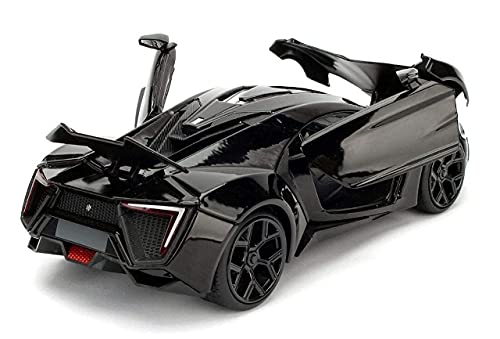 Image of 1:32 Scale LYKAN Hyper Sport Toy Car | Metal Pullback Diecast Car for Kids with Openable Doors, Sound, Light Effects Toy for Car Enthusiasts (Color As Per Available), black